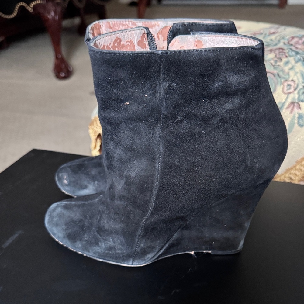 Sam Edelman Black Suede Wedge Booties